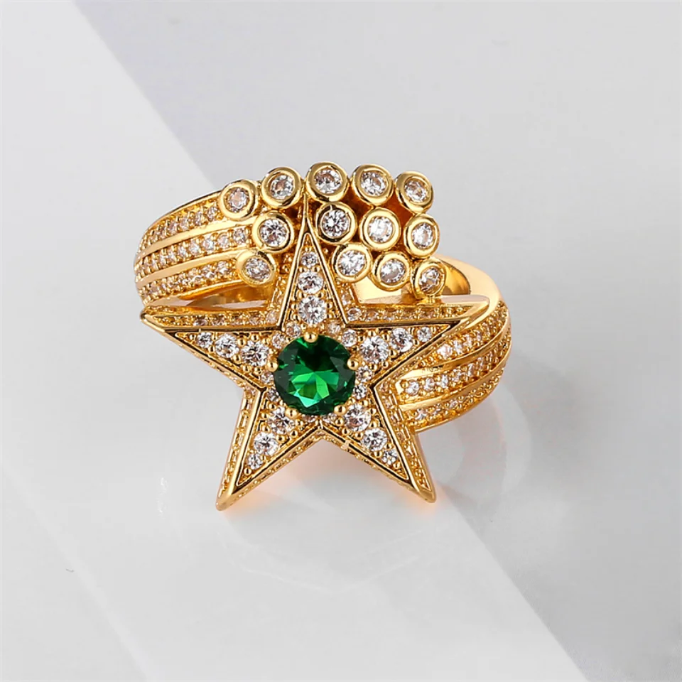 RAKOL Luxury Star Rings for Women 2022 Fashion Green Cubic Zirconia Crystal Ring Personality Hip Hop Punk Gold Color Jewelry
RAKOL Luxury Star Rings for Women 2022 Fashion Green Cubic Zirconia Crystal Ring Personality Hip Hop Punk Gold Color Jewelry