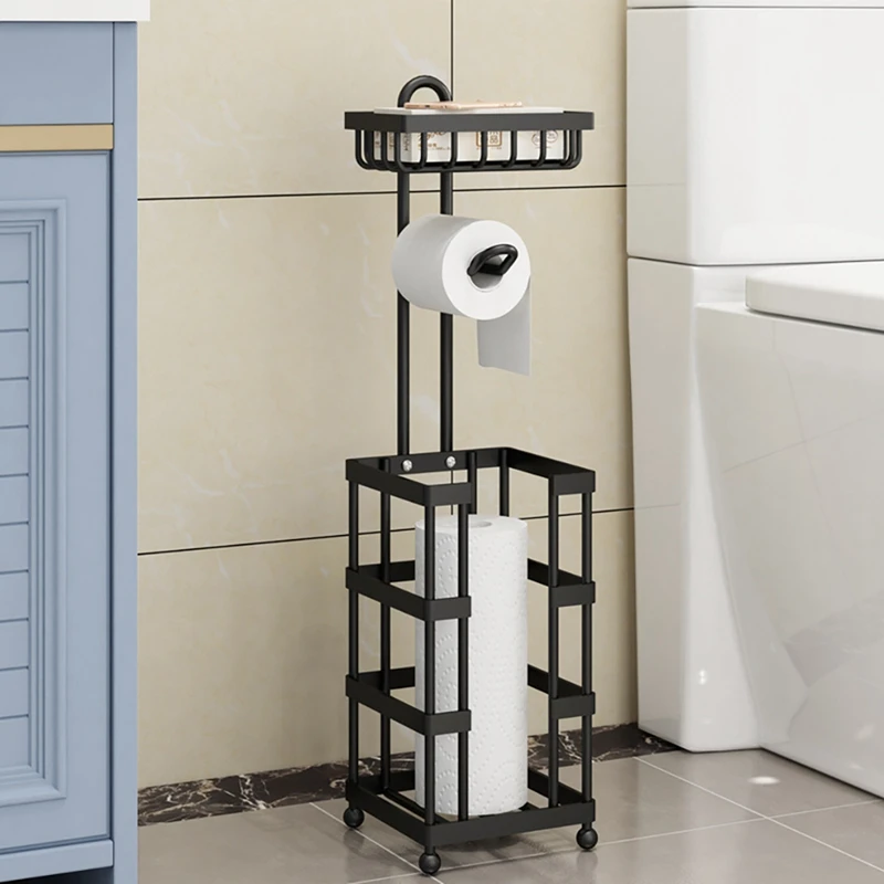 Multi-Functional Toilet Paper Roll Tissue Holder Stand Bathroom Free Standing Storage Bathroom Accessories Black
Multi-Functional Toilet Paper Roll Tissue Holder Stand Bathroom Free Standing Storage Bathroom Accessories Black