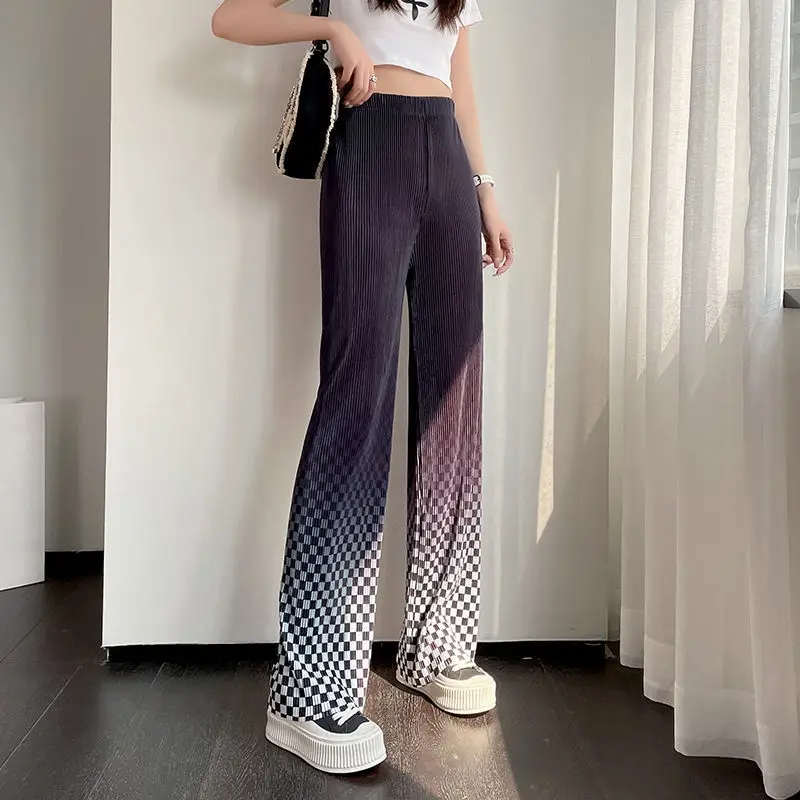 2022 Summer Women's Fashion High Waist Loose Straight Sweatpants Female Casual Wide-leg Pants Ladies Long Plaid Trousers P152
2022 Summer Women's Fashion High Waist Loose Straight Sweatpants Female Casual Wide-leg Pants Ladies Long Plaid Trousers P152