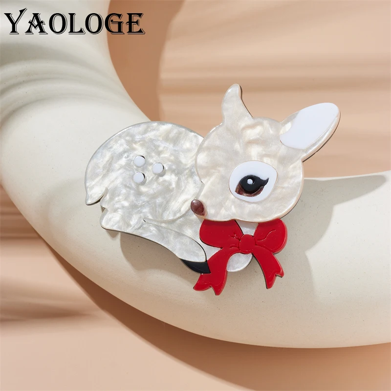 

YAOLOGE Acrylic Cartoon Cute Deer Brooches For Women Kids Fashion Creative Animal Badge Clothing Brooch Pins Jewelry Gift Party