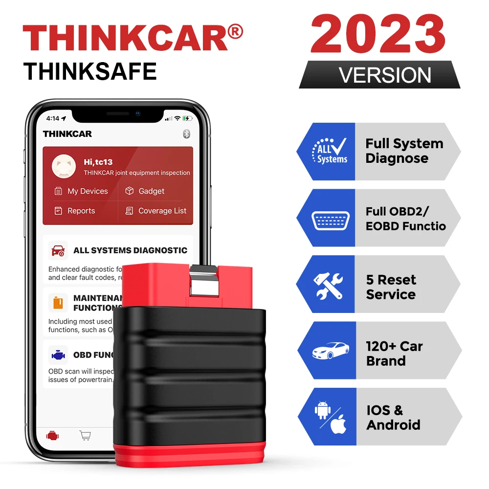 

Thinkcar Thinksafe OBD2 Bluetooth Scanner 5 Reset OBD 2 Auto Diagnostic Tools PK Thinkdiag Code Reader Car All System Scan