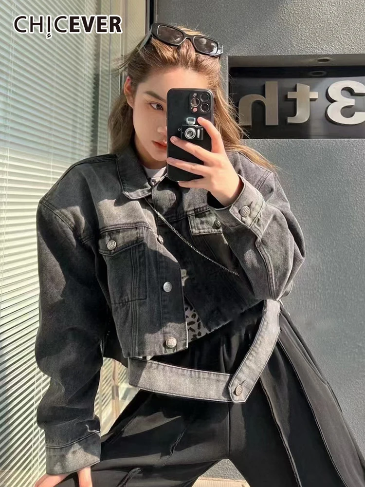 CHICEVER Streetwear Denim Jackets For Women Lapel Long Sleeve Single Breasted Patchwork Pockets Coats Female Spring Clothing New
CHICEVER Streetwear Denim Jackets For Women Lapel Long Sleeve Single Breasted Patchwork Pockets Coats Female Spring Clothing New