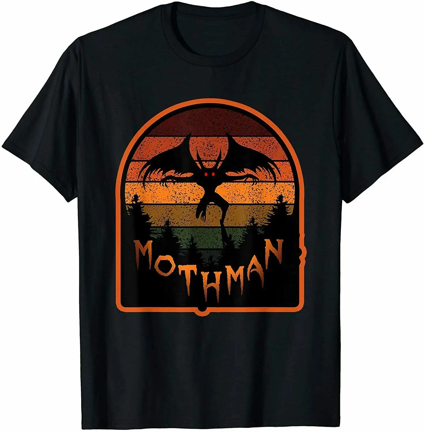 Винтажная оранжевая фольклорная футболка Cryptid Mothman подарки на день рождения