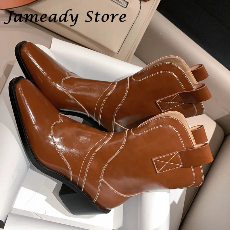 Ankle Boots Sewing Western Boots Women Genuine Leather Chunky Short Boots High Heel Slip On Botas Mujer Autmn Winter Retro Shoes
Ankle Boots Sewing Western Boots Women Genuine Leather Chunky Short Boots High Heel Slip On Botas Mujer Autmn Winter Retro Shoes