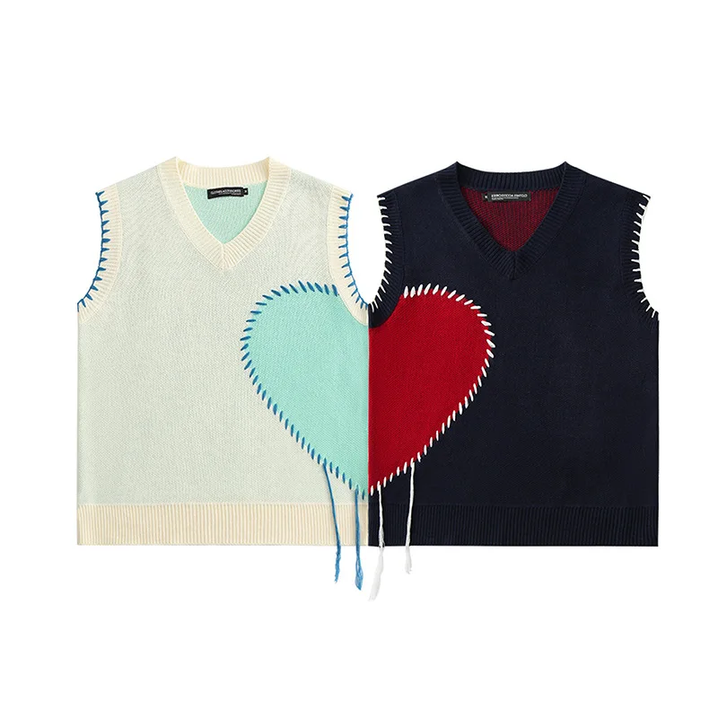 Fashion Couple Patchwork Sweater Vest Autumn New Men's Harajuku Patch Stitch Love Men Women Pullover Sweater Tank Top Pull Homme
Fashion Couple Patchwork Sweater Vest Autumn New Men's Harajuku Patch Stitch Love Men Women Pullover Sweater Tank Top Pull Homme