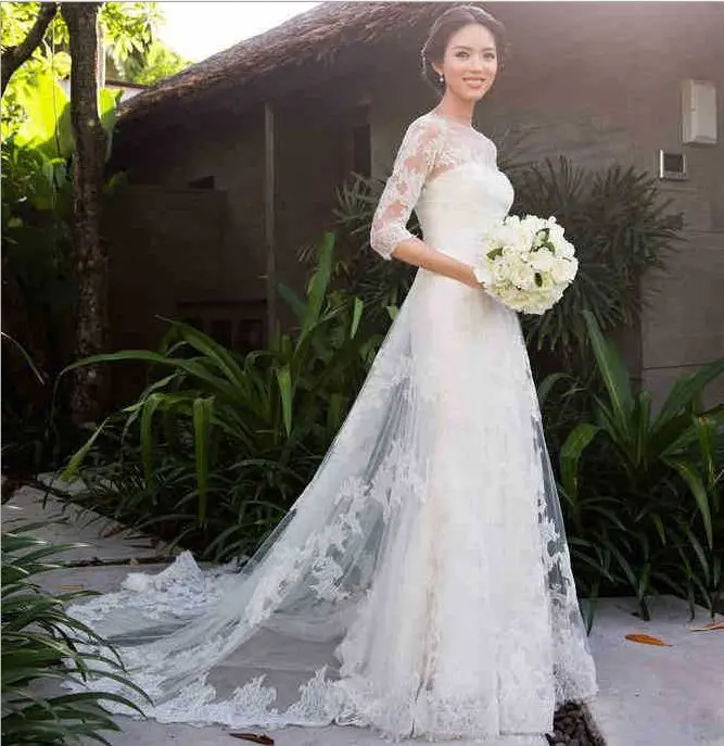 Ladies Slim A-line Sexy Lace Tulle Elegant Long Wedding Dress Bride Train Half Sleeve Wedding Formal Dresses Vestidos De Novia
Ladies Slim A-line Sexy Lace Tulle Elegant Long Wedding Dress Bride Train Half Sleeve Wedding Formal Dresses Vestidos De Novia