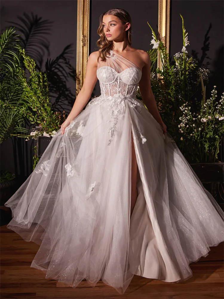 Glitter A Line Evening Dress Sheer Boning Bodice One Shoulder Floral Applique Formal Prom Party Gown High Slit Vintage Vestido
Glitter A Line Evening Dress Sheer Boning Bodice One Shoulder Floral Applique Formal Prom Party Gown High Slit Vintage Vestido