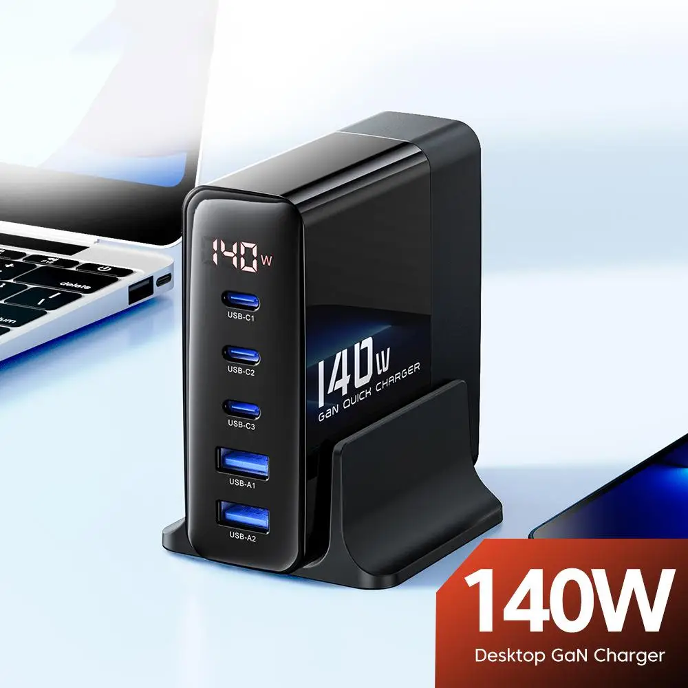 

GaN Charger USB-C Power Adapter 140W Gallium Nitride 3C+2A Fast Charging Desktop Mobile Phone Fast Charging Head For MacBook