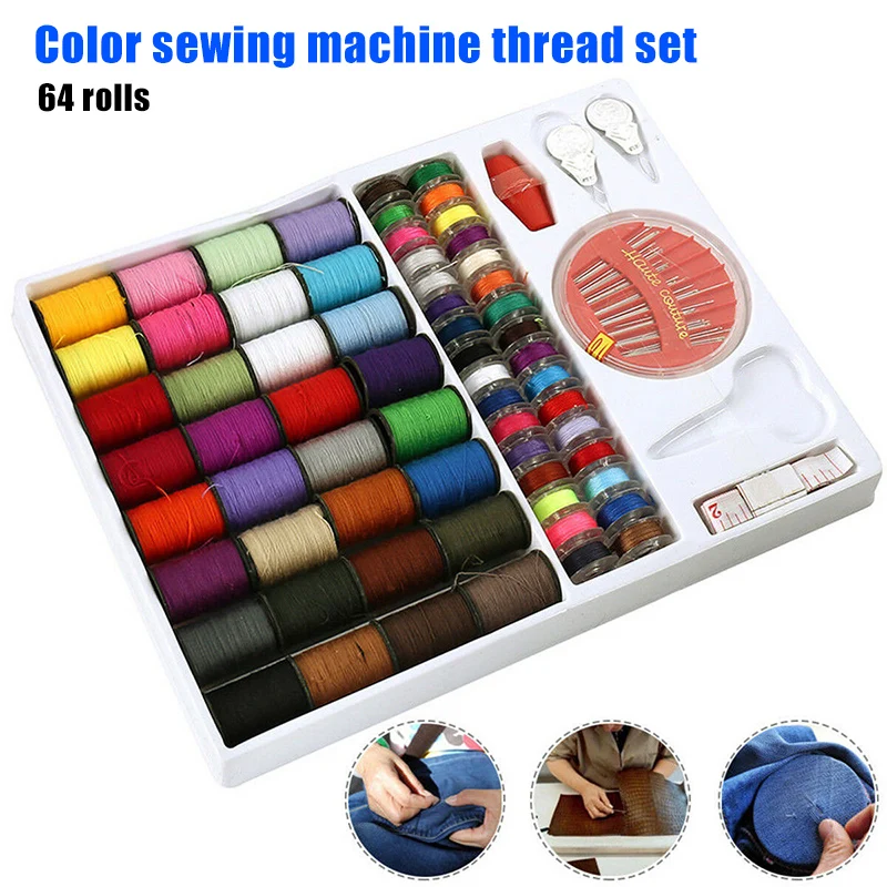 64 Rolls Sewing Machine Line Thread Spool Set Bobbin Cotton Reel Needle Tape Kit For Home Diy Clothing Sewing Supplies
64 Rolls Sewing Machine Line Thread Spool Set Bobbin Cotton Reel Needle Tape Kit For Home Diy Clothing Sewing Supplies
