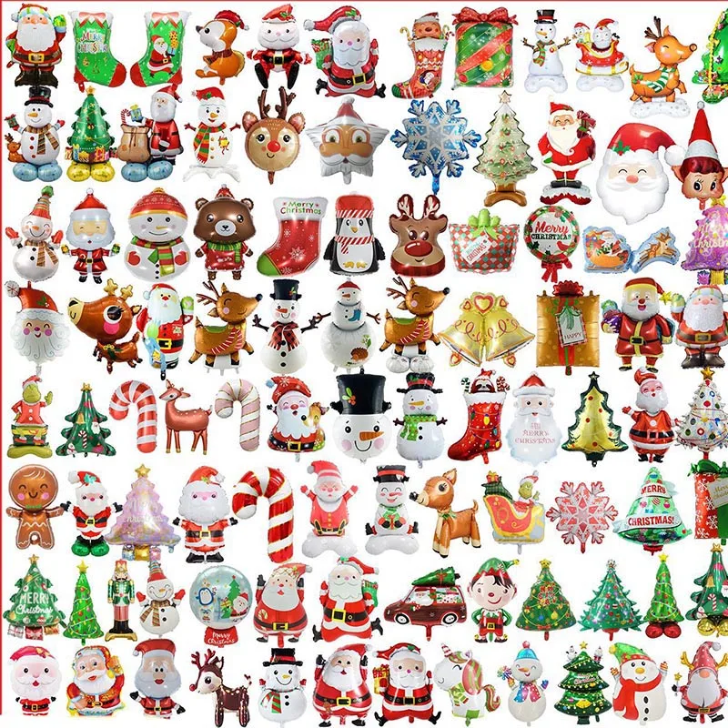 

50pcs Foil Christmas Balloon Elk Snowman Santa Claus Gingerbread Man Xmas Tree Snowflake Ballon Merry Christmas Decor Globos