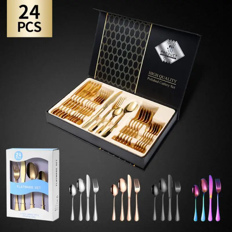 24pcs Dinnerware Set Stainless Steel Tableware Set Knife Fork Spoon Flatware Set Dishwasher Safe Cutlery Set Exquisite Gift Box
24pcs Dinnerware Set Stainless Steel Tableware Set Knife Fork Spoon Flatware Set Dishwasher Safe Cutlery Set Exquisite Gift Box