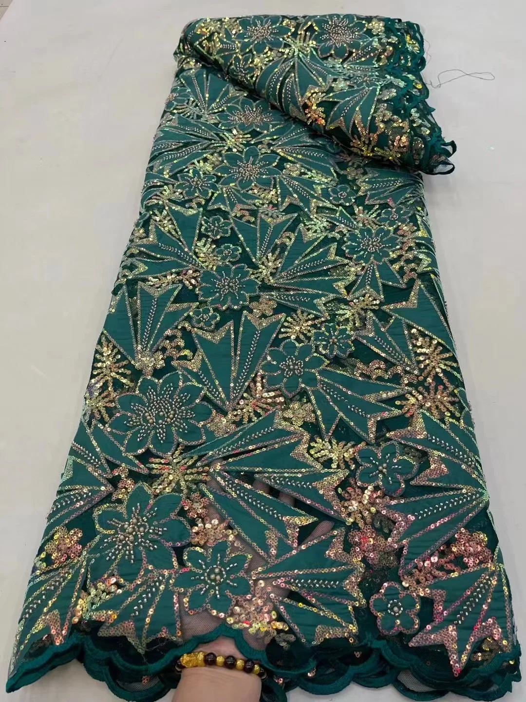 Green African Brode Lace Fabric 2023 High Quality Sequined Embroidery French Tulle Lace For Nigerian Wedding Dress 5Yards
Green African Brode Lace Fabric 2023 High Quality Sequined Embroidery French Tulle Lace For Nigerian Wedding Dress 5Yards