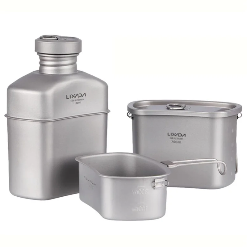 Lixada Titanium Water Bottle Outdoor Cups Set Ultralight Cooking Tableware Camping Cookware Drinking Kettle with Camouflage Bag
Lixada Titanium Water Bottle Outdoor Cups Set Ultralight Cooking Tableware Camping Cookware Drinking Kettle with Camouflage Bag