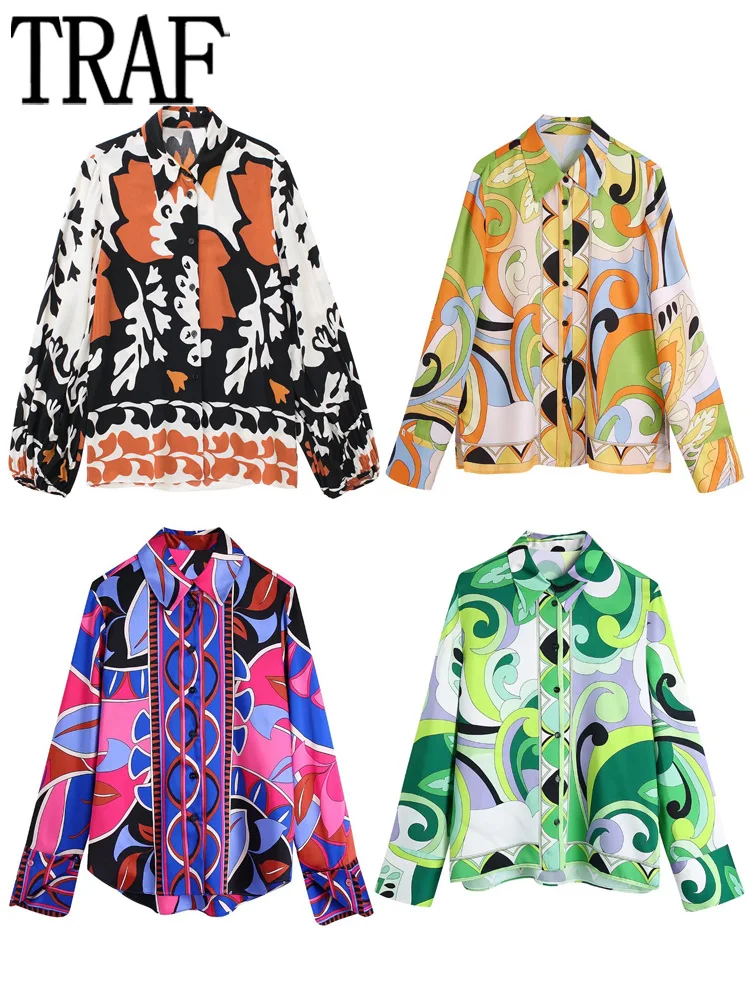 TRAF 2022 Print Women Blouses Button Up Shirt Women Long Sleeve Casual Top Female Summer Vintage Office Collared Shirts Woman
TRAF 2022 Print Women Blouses Button Up Shirt Women Long Sleeve Casual Top Female Summer Vintage Office Collared Shirts Woman
