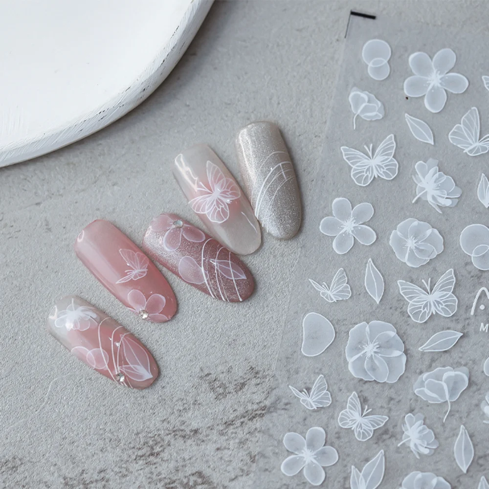 White Series Embossed Nail Art Stickers 5D Elegant Butterfly Pattern Design Ultra Thin Charm Sliders Manicure Decals Nails Tips
White Series Embossed Nail Art Stickers 5D Elegant Butterfly Pattern Design Ultra Thin Charm Sliders Manicure Decals Nails Tips