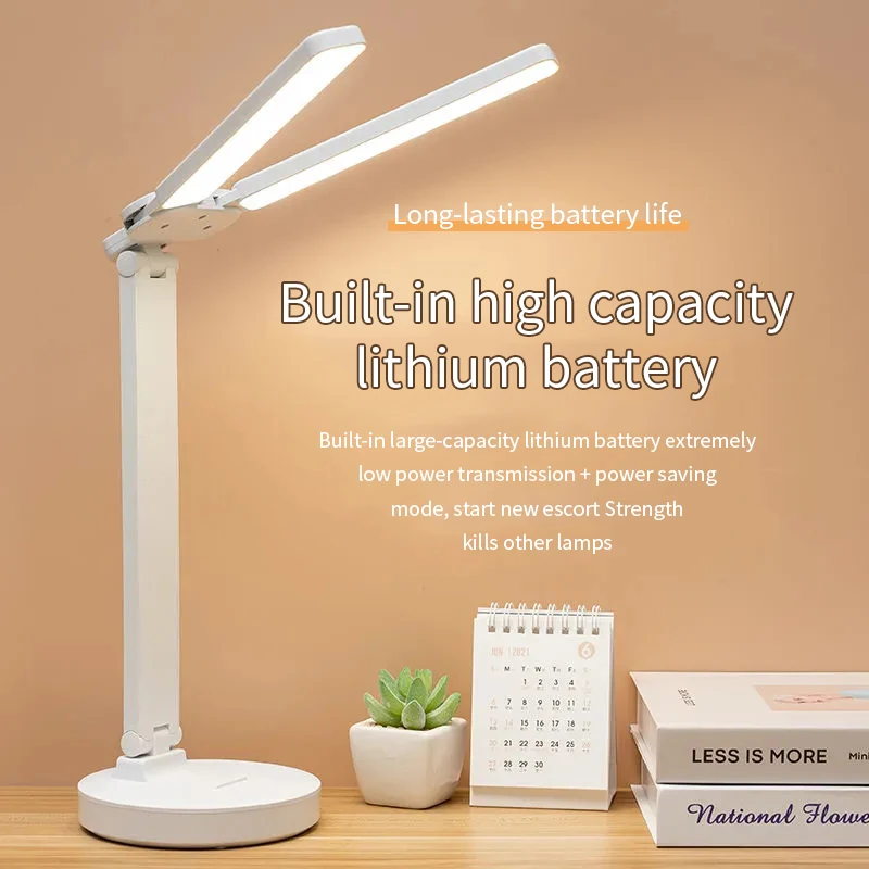 

Table Lamp LED Double-Lamp Multifunction Foldable Touch Stepless Dimming USB Charge Desk Lamp For Bedroom Bedside Reading Light