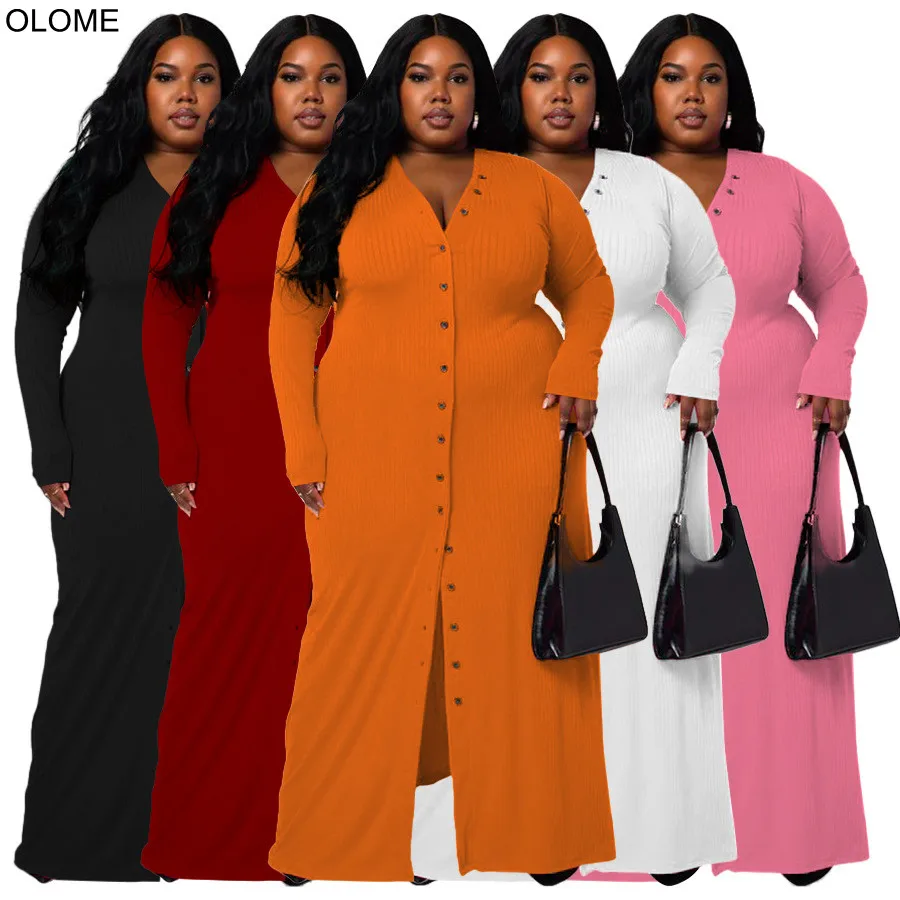 2022 Autumn Winter Big Size Women Maxi Dress Sexy Split Buttons Long Sleeves V Neck Elegant Female Stretchy Casual Dresses
2022 Autumn Winter Big Size Women Maxi Dress Sexy Split Buttons Long Sleeves V Neck Elegant Female Stretchy Casual Dresses