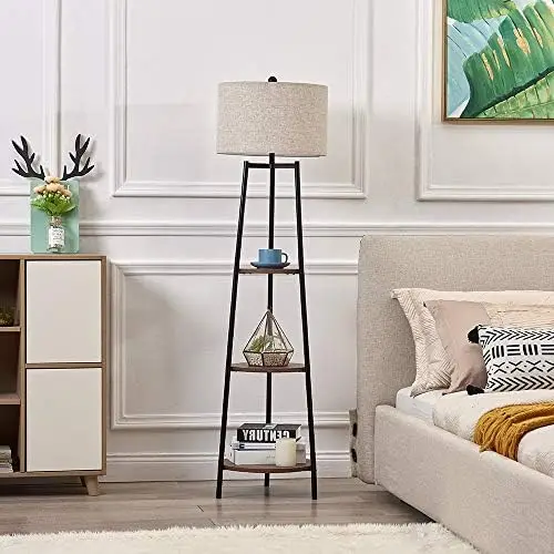 

Лампа, вертикальная лампа для чтения с полками из искусственного мрамора и тканевым тенем, современный высокий шест, декоративное освещение для мебели с акцентом для L