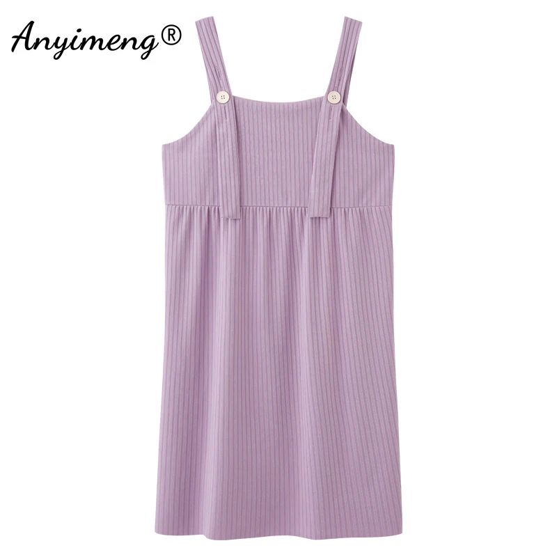 

New Fashion Women Braces Nightgown Soft Modal Plus Size 5XL Lingerie Nightdress Purple Simple Style Korean Homedress for Girls