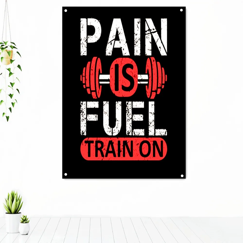 PAIN IS FUEL TRAIN ON Workout Motivational Poster Tapestry Wall Art Fitness Exercise Banner Flag Wall Stickers Gym Decoration
PAIN IS FUEL TRAIN ON Workout Motivational Poster Tapestry Wall Art Fitness Exercise Banner Flag Wall Stickers Gym Decoration