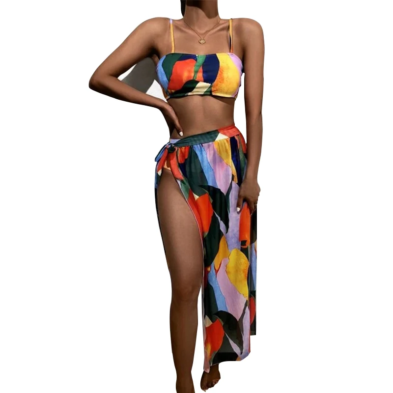 Patchwork 3 Pcs Women's Bikini Swimsuit With Sarong Sexy Push-Up Padded Biquini Summer Beach Cover-Ups Set Swimwear With Skirt
Patchwork 3 Pcs Women's Bikini Swimsuit With Sarong Sexy Push-Up Padded Biquini Summer Beach Cover-Ups Set Swimwear With Skirt