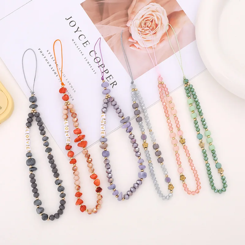 Colorful Crystal Stone Mobile Phone Chains Acrylic Beaded Telephone Lanyard LOVE Letter Cellphone Hanging Jewelry Accessories
Colorful Crystal Stone Mobile Phone Chains Acrylic Beaded Telephone Lanyard LOVE Letter Cellphone Hanging Jewelry Accessories