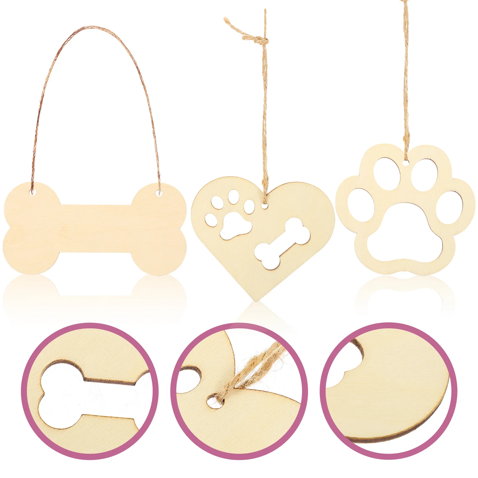 

Wooden Dog Paw Ornaments DIY Embellishments Kids Labels Unfinished Slices Cutouts Crafts Gift Tags Blanks