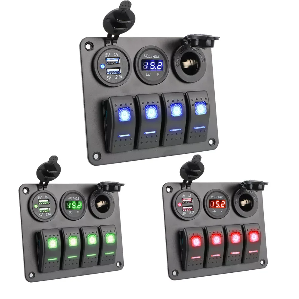 12V 24V 4 Gang LED Switch Panel Light Toggle USB Charger 3.0 Automotive Car Accessories For Caravan RV Truck Trailer Marine Boat
12V 24V 4 Gang LED Switch Panel Light Toggle USB Charger 3.0 Automotive Car Accessories For Caravan RV Truck Trailer Marine Boat