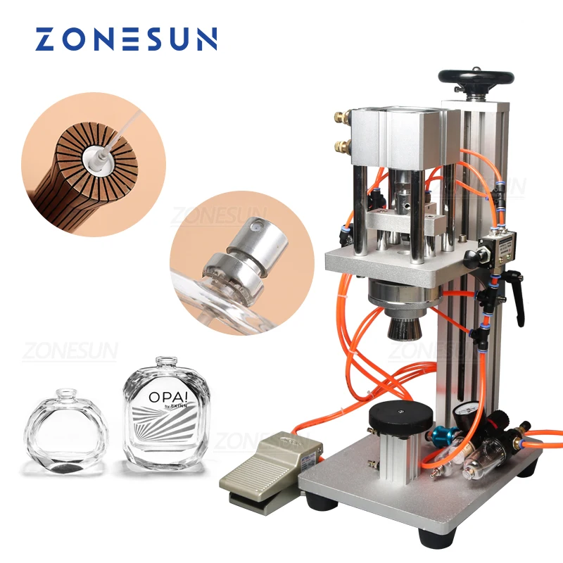 ZONESUN Tabletop Pneumatic Round Perfume Cosmetic Liquid Glass Bottle Cap Screwing Capping Machine
ZONESUN Tabletop Pneumatic Round Perfume Cosmetic Liquid Glass Bottle Cap Screwing Capping Machine