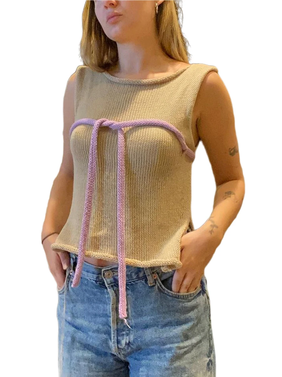 Женский Повседневный вязаный жилет, короткий топ с круглым вырезом без рукавов, майки с Боковым Разрезом, летняя уличная одежда
Женский Повседневный вязаный жилет, короткий топ с круглым вырезом без рукавов, майки с Боковым Разрезом, летняя уличная одежда