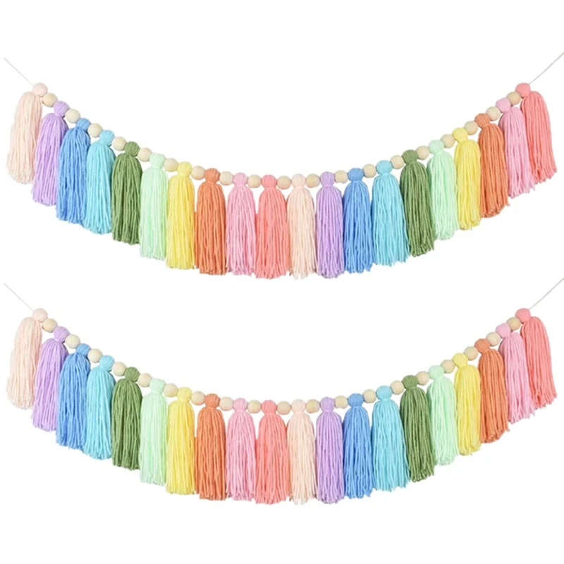 2X 37Inch Pastel Rainbow Tassel Garland With Wood Bead Colorful Tapestry For Bedroom Wall Classroom Nursery Party Decor
2X 37Inch Pastel Rainbow Tassel Garland With Wood Bead Colorful Tapestry For Bedroom Wall Classroom Nursery Party Decor