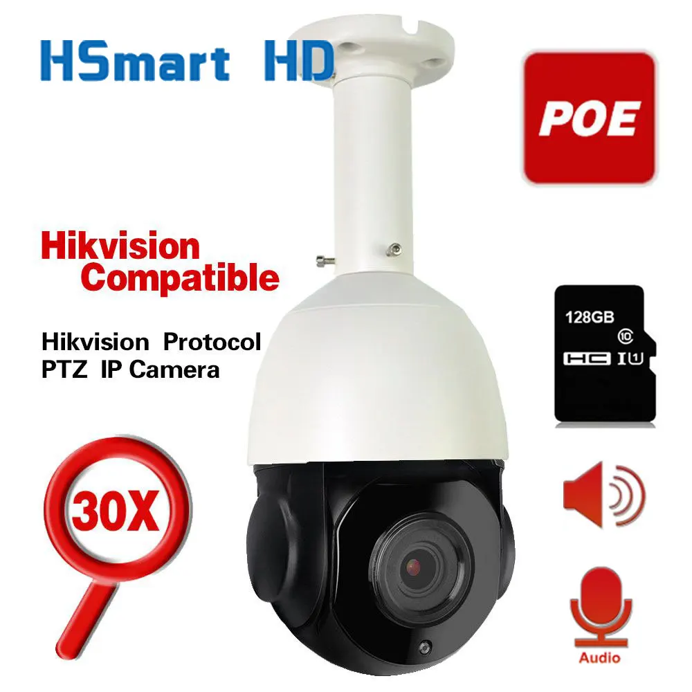 

5MP PTZ POE Camera 30X Zoom Auto Tracking Speed Dome Camera H.265 Outdoor Security Camera Weatherproof Hikvision Compatible NVR