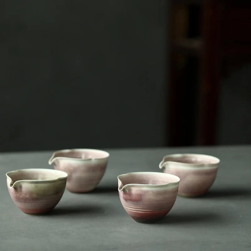 

Jingdezhen Plain Red Handmade Divide Tea Fair Cup Gracked Glaze Supportable Pitcher Tea Pitcher Flower Mouth Pink Glaze Tea Tea