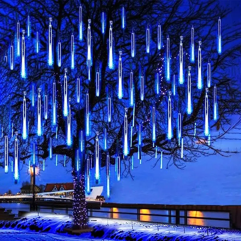 

Водонепроницаемые светильники для метеоритного душа на солнечной батарее, Сказочная гирлянда в виде капли дождя, украшение для рождественского праздника, патио, Рождество 2024