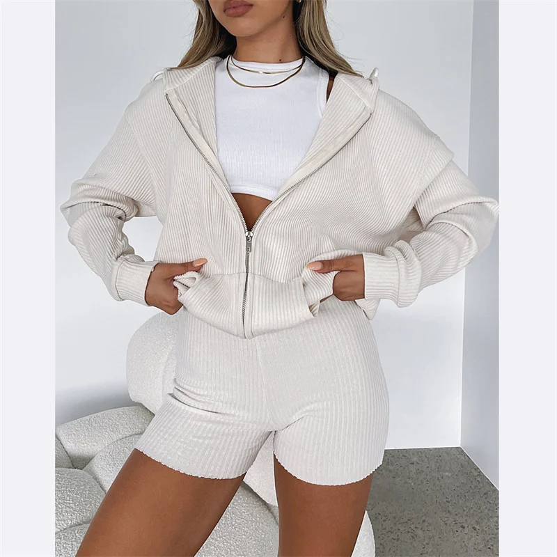 Autumn Spring Clothes Set Female Solid Zip Up Hoodies Tops Shorts Set Women Solid Long Sleeve Casual Fashion Loungewear S M L
Autumn Spring Clothes Set Female Solid Zip Up Hoodies Tops Shorts Set Women Solid Long Sleeve Casual Fashion Loungewear S M L
