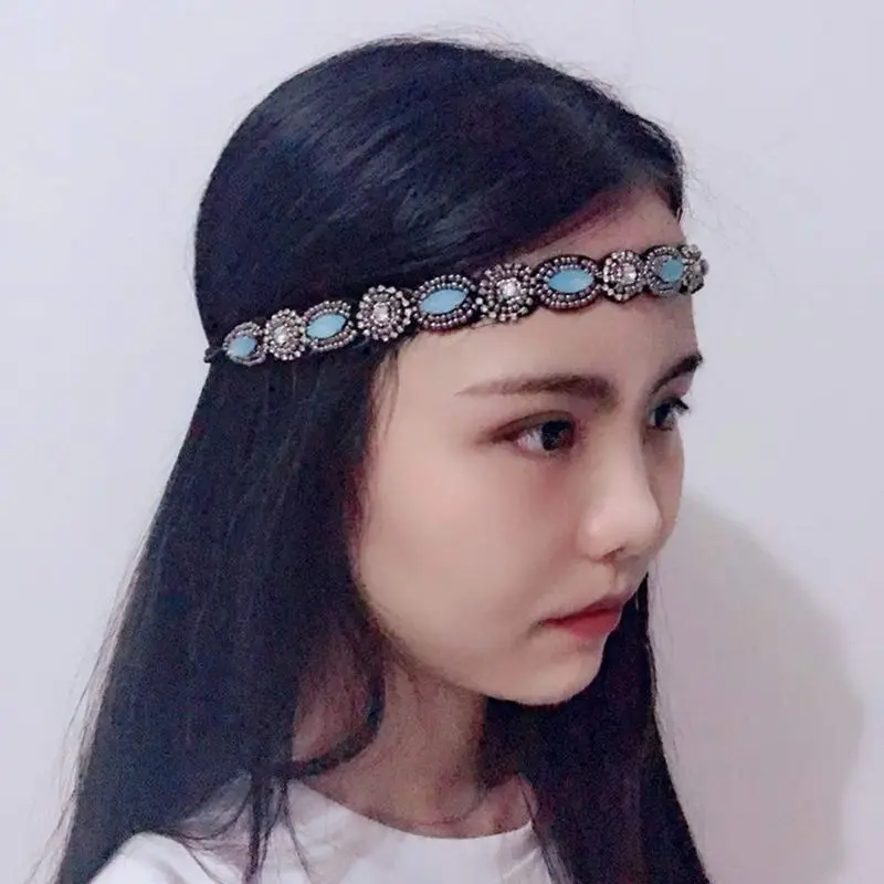 Elastic Hair Band with Rhinestones Shiny Headdress Handmade Party baroque Headwear Vintage Bohemian Turquoise Popular Styles
Elastic Hair Band with Rhinestones Shiny Headdress Handmade Party baroque Headwear Vintage Bohemian Turquoise Popular Styles
