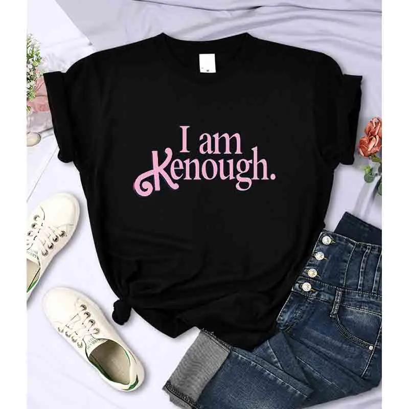 I Am Kenough T Shirt for Women Pink Cartoon Letters Print Casual Short Sleeve Summer Loose Cotton O-Neck Female Clothing Blouse 
I Am Kenough T Shirt for Women Pink Cartoon Letters Print Casual Short Sleeve Summer Loose Cotton O-Neck Female Clothing Blouse