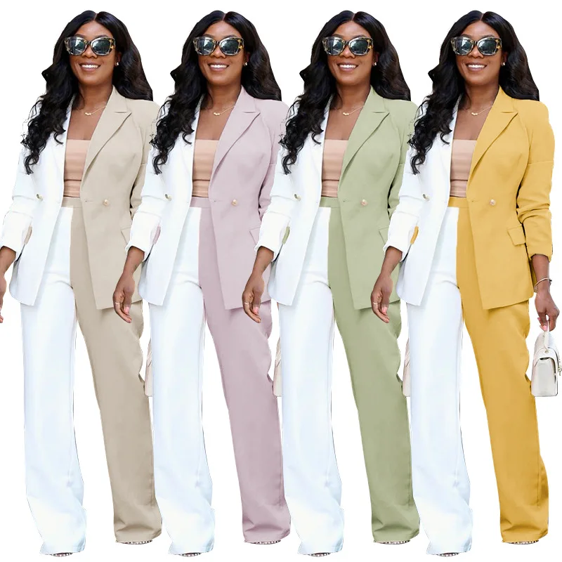 Women Pant Suits Patchwork Suit Jacket and Wide Leg Pants 2 Piece Set Fashion Business Streetwear Office Lady Blazer Uniform
Women Pant Suits Patchwork Suit Jacket and Wide Leg Pants 2 Piece Set Fashion Business Streetwear Office Lady Blazer Uniform