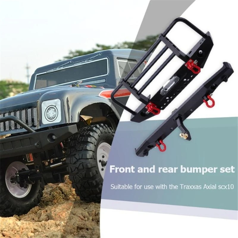 Metal Front Rear Bumper with Tow Trailer 4 LED Lights Bar Winch Mount for 1/10 SCX10 90046 90047 Remote Control Crawlers
Metal Front Rear Bumper with Tow Trailer 4 LED Lights Bar Winch Mount for 1/10 SCX10 90046 90047 Remote Control Crawlers