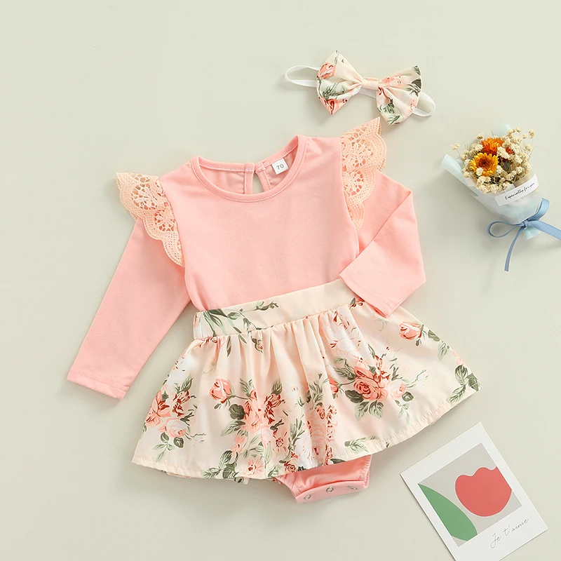 Baby Girl Spring Romper Lace Fly Sleeve Ruffle Floral Patchwork Romper Toddler Autumn Triangle Jumpsuit Headband
Baby Girl Spring Romper Lace Fly Sleeve Ruffle Floral Patchwork Romper Toddler Autumn Triangle Jumpsuit Headband