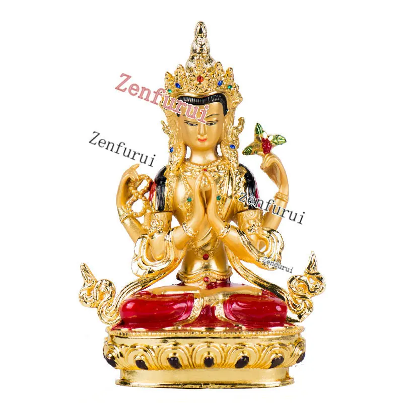 14.8cm Colored Gold Plated Buddhist Suppliers Avalokitesvara Bodhisattva Four-Arms Guanyin Tibetan Figure Statue
14.8cm Colored Gold Plated Buddhist Suppliers Avalokitesvara Bodhisattva Four-Arms Guanyin Tibetan Figure Statue