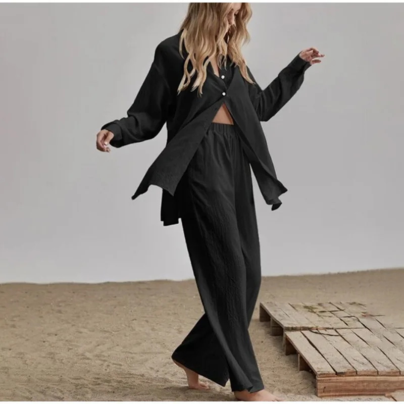 2 Piece Suit Women's 2022 Fall/Winter Cotton Linen Shirt Suit Casual Loose Long Sleeve Pants Suit Fashion Solid Color Lapel Suit
2 Piece Suit Women's 2022 Fall/Winter Cotton Linen Shirt Suit Casual Loose Long Sleeve Pants Suit Fashion Solid Color Lapel Suit