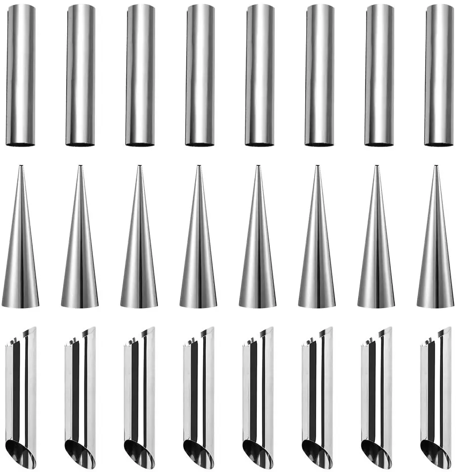 cream horn molds 24pcs cannoli tubes stainless steel pancake tube moulds screw croissant mold diy spiral cake horn bread baking
cream horn molds 24pcs cannoli tubes stainless steel pancake tube moulds screw croissant mold diy spiral cake horn bread baking