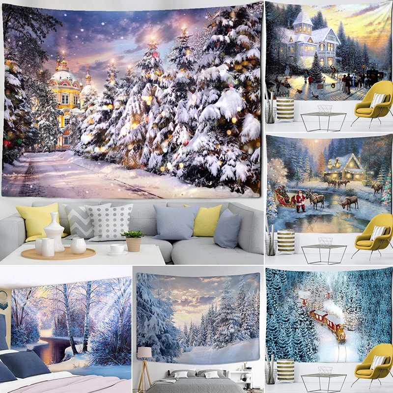 Snow Christmas Tree Tapestry Wall Hanging House Scenery Santa Claus Gifts Bedroom Living Room Home Decor 
Snow Christmas Tree Tapestry Wall Hanging House Scenery Santa Claus Gifts Bedroom Living Room Home Decor