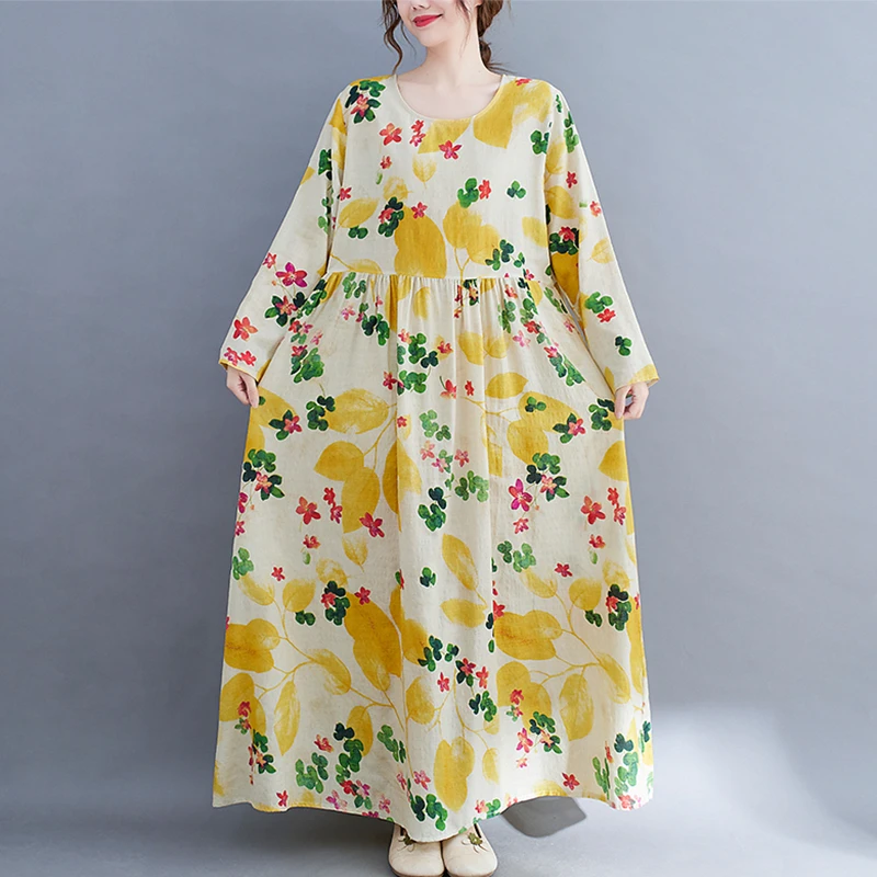 Long Sleeve Cotton Yellow Vintage Floral Print Dresses For Women 2022 Spring Autumn Casual Elegant Loose Vestido Ladies Dress
Long Sleeve Cotton Yellow Vintage Floral Print Dresses For Women 2022 Spring Autumn Casual Elegant Loose Vestido Ladies Dress