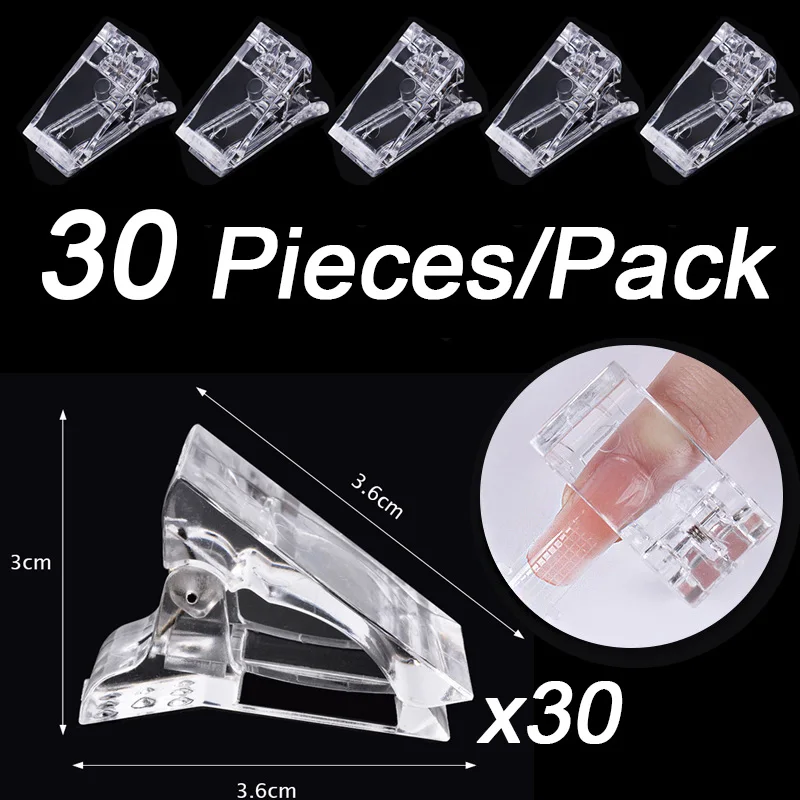 30 Pieces/Pack Nail Clips For Nail Extension Fixed Clip Clear Gel Nail Forms Quick Building Finger Nail Extended Mold Nail Clamp
30 Pieces/Pack Nail Clips For Nail Extension Fixed Clip Clear Gel Nail Forms Quick Building Finger Nail Extended Mold Nail Clamp