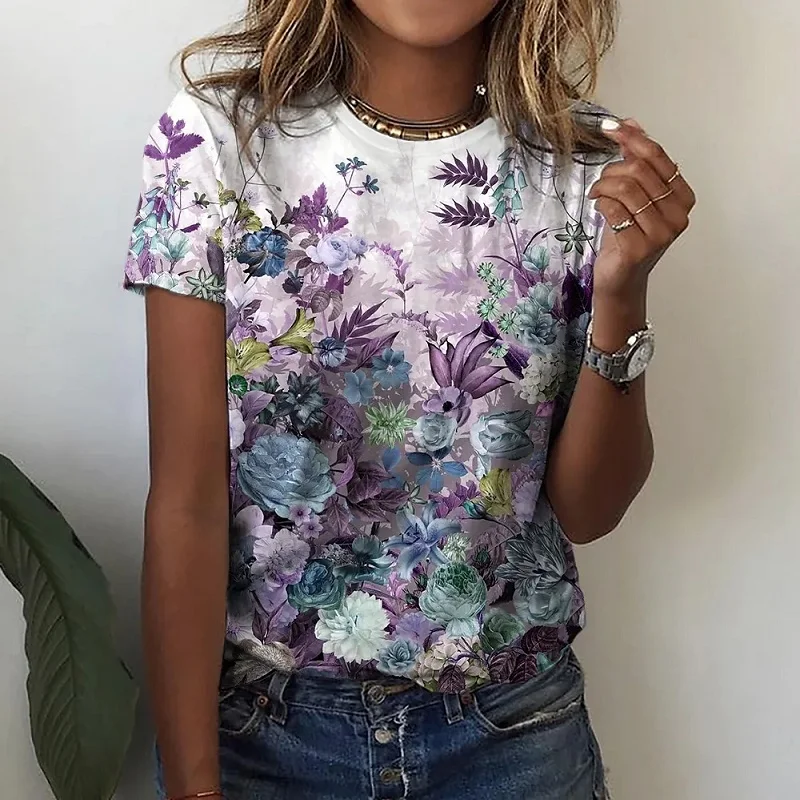 Summer Dark T-shirt Women Casual Daily O Neck Tops Regular Tees Short Sleeve Floral Pattern Fashion Shirts
Summer Dark T-shirt Women Casual Daily O Neck Tops Regular Tees Short Sleeve Floral Pattern Fashion Shirts