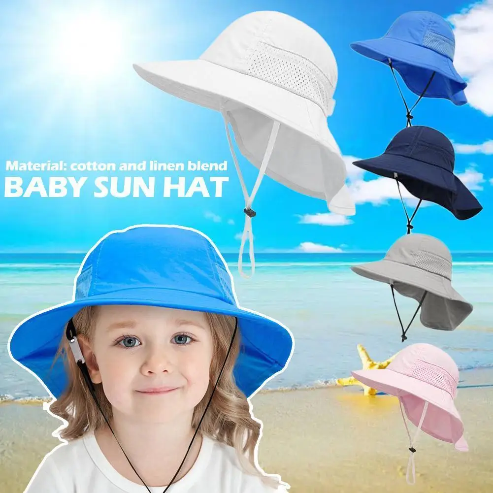 Summer Baby Bucket Hat Girls Boys Sun Hat Neck Ear UV Cover Outdoor Panama Brim Children Protection Accessories Cap Beach W T4J4
Summer Baby Bucket Hat Girls Boys Sun Hat Neck Ear UV Cover Outdoor Panama Brim Children Protection Accessories Cap Beach W T4J4