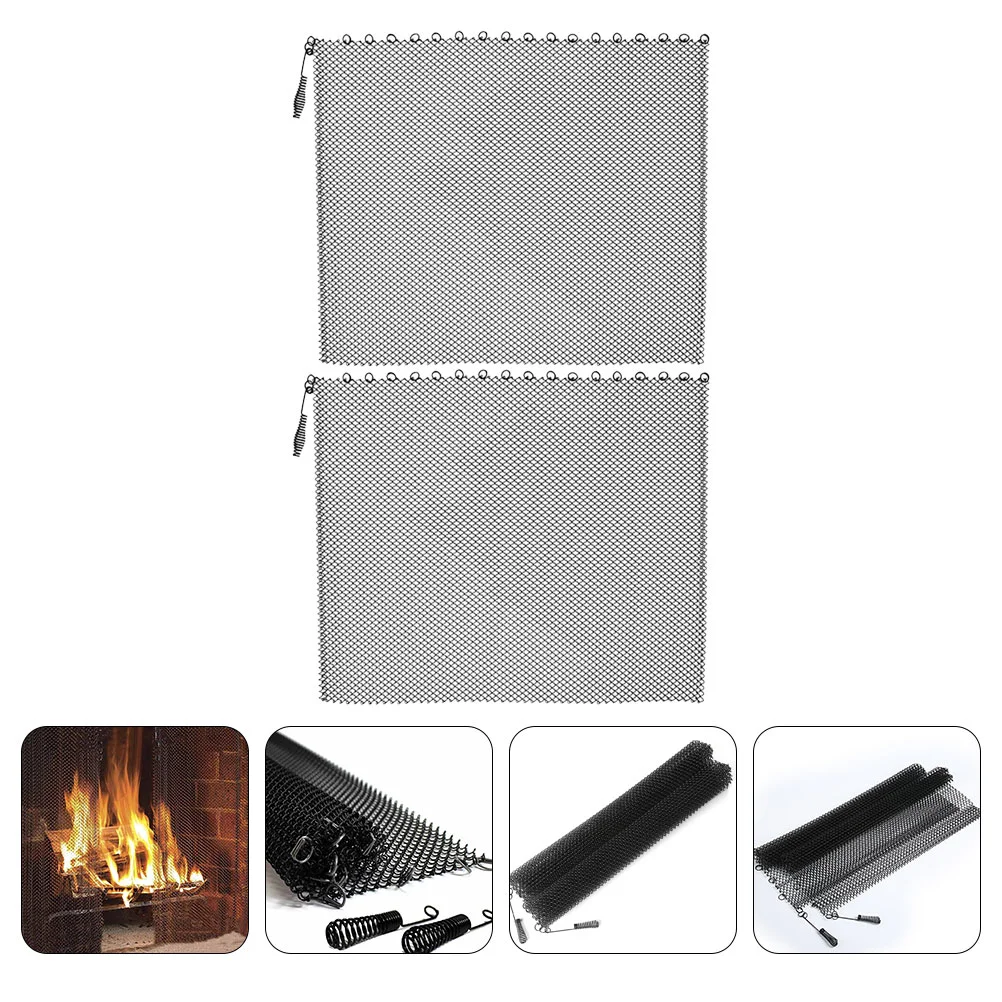 

Fireplace Screen Mesh Curtains Iron Guard Curtain Panel Screens Fire Panels Metal Sparks Handles Duty Heavy Guards Grate