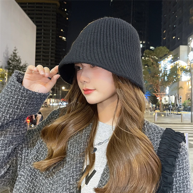 

Модная вязаная Панама Корейская версия Осень-зима новая теплая Рыбацкая шляпа Женская универсальная Повседневная защита ушей